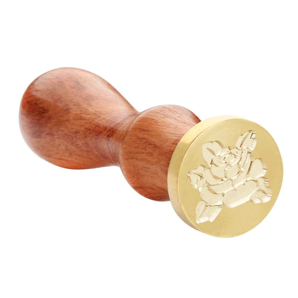 Rose Flower Wax Seal Stamp for Wedding Invitations, Antique Metal Sealing Wax Stamps Wood Handle for Invitations Decor, Envelopes, Gift Wrapping