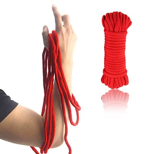 Soft Cotton SM Rope 32 Feet(10M) Multifunctional Natural Durable Long Strap 8mm Thickness (Red)