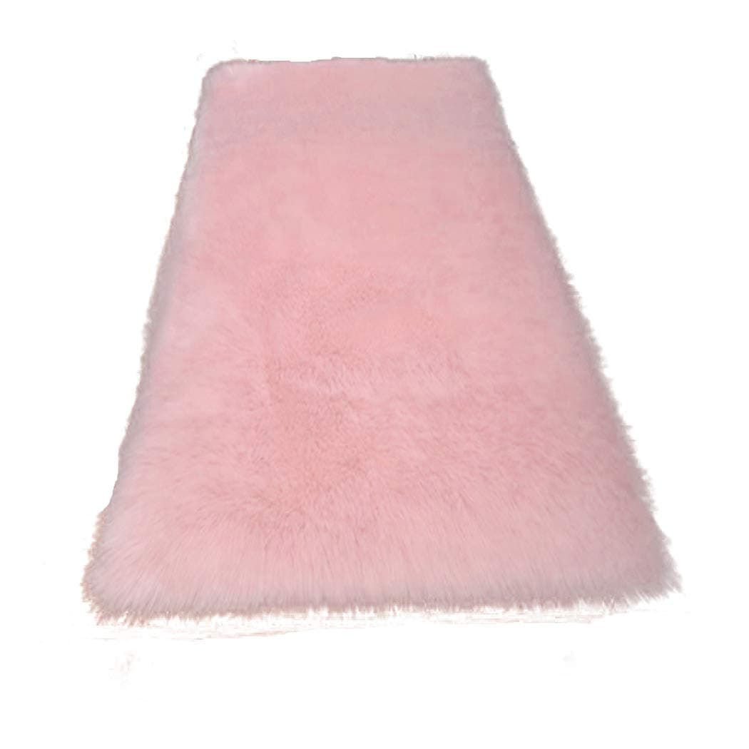 Elhouse Home Decor Rectangle Rugs Faux Fur Sheepskin Area Rug Shaggy Carpet Fluffy Rug for Baby Bedroom,3ftx5ft,Baby Pink