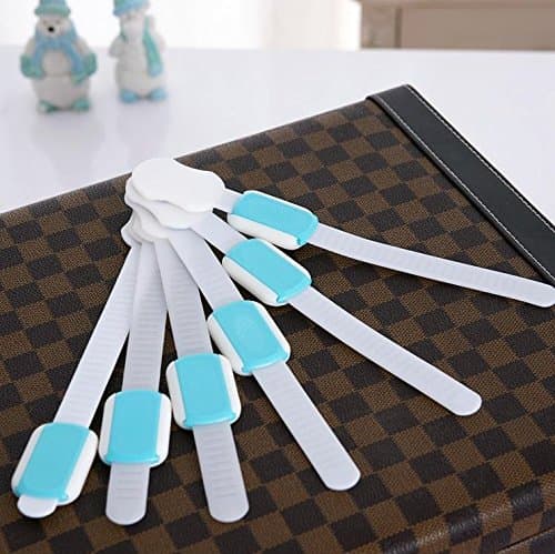 LuvBaby Safety Locks - Child Proof Cabinets, Drawers, Appliances, Toilet Seat, Fridge, Doors - No Tools or Drilling - From Non-toxic Lasting Plastic - Uses 3m Adhesive (6pcs, Blue&white)