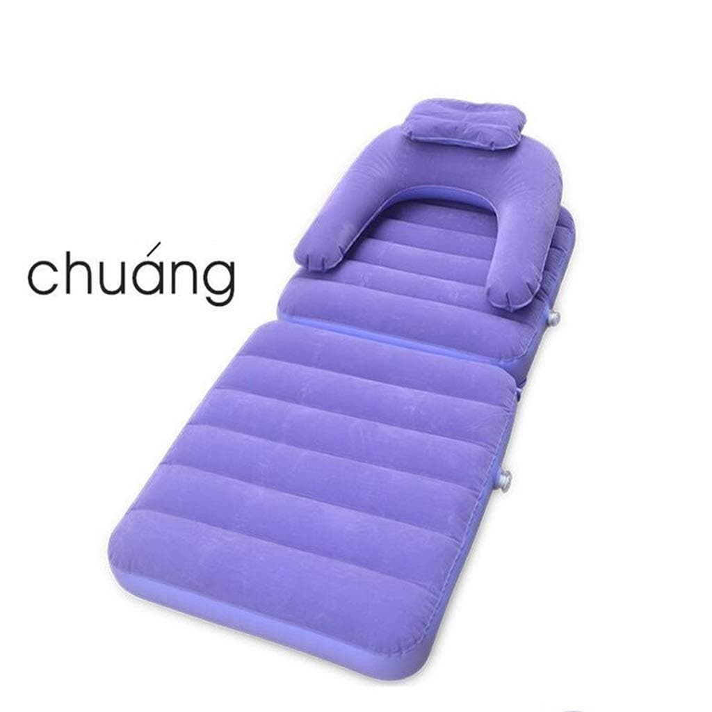 XAOPN Lazy couch inflatable flocking bed living room bedroom rest bed dual-use sofa bed purple