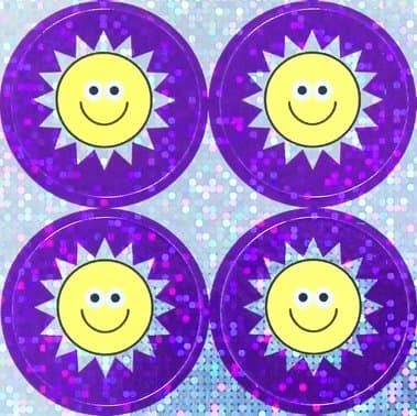 1.1 Inch (28mm) Sparkly Smiley Face Reward Stickers, Pack of 36