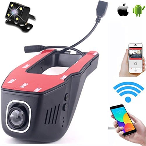 YesGoShop WIFI 1080P HD Dual Lens Car DVR Hidden Dash Camera Vehicle Video Recorder for IOS + Android