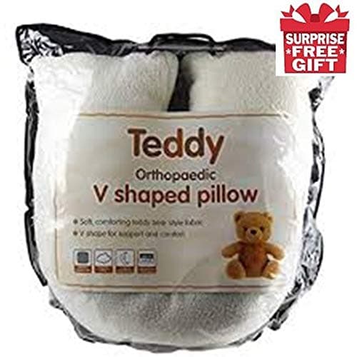 Penthouse Sleep V Shaped Cuddly Fleece TEDDY PILLOW Orthopaedic Support For Neck Pain Back TEDDY BEAR V SHAPE PILLOW - Soft Sherpa Fleece v pillow- Ideal
