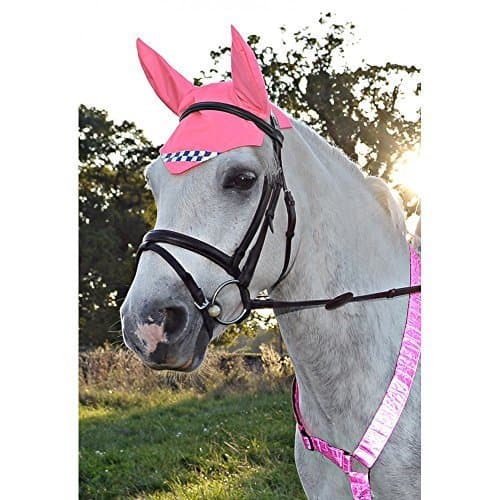 EQUISAFETY HIGH VIZ REFLECTIVE HORSE EARS ONE SIZE (PINK WITH POLITE TAPE)