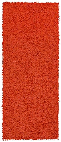 Orange 2x5' Shagadelic Chenille Twist Rug Runner- Shag