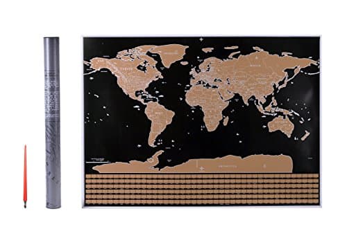 Scratch Off World Map Poster – Premium Quality Travel Tracker Map 32” x 23” Perfect Gift For Travelers Cartography, Memory Making Scratch Off Flags, Pen Scratcher For Small Locations - By Saba Supply