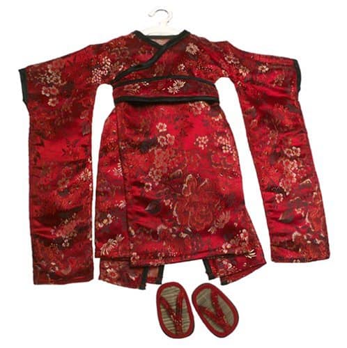 Red Brocade Japanese Kimono & Sandals ~ Doll Outfit Fits 18" American Girl