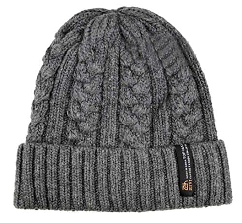 Miria Men's Grey Thick Stretch Wool Knit Snow Warm Slouchy Beanie Hat Skull Cap Winter Cold Days