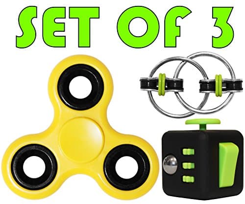 NEW Set -Three Stress Reducer Bearing - Fidget Spinner Toy - Fidget Cube - Ring Toys EDC Focus for Kids &amp; Adults - Best Stress Reducer Relieves