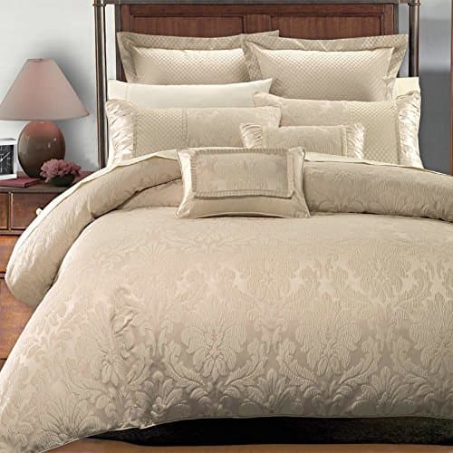 Sara Duvet 7 - Piece Bedding with Pillow Shams and Euro Shams - Made of Cotton - Beige Decorative Duvet Cover Set - California King