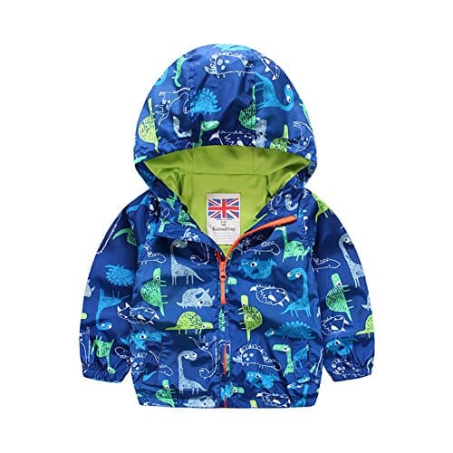 Soda Park Boys Cartoon Graphic Active Rain Jacket With Zipper Blue 6T