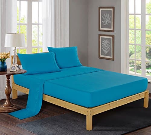 Luxury Comfort 2800 Series Wrinkle &amp; Fade Resistant Egyptian Cotton Quality Ultra Soft 4-Piece Bed Sheet Set Full, Turquoise(1LN)