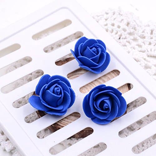 Fake Flower 50 pcs PE Foam Roses Head Artificial Flowers Wedding Decoration DIY Party Festival Home Decor Scrapbooking Gift Box DIY Wreath (Royal Blue)