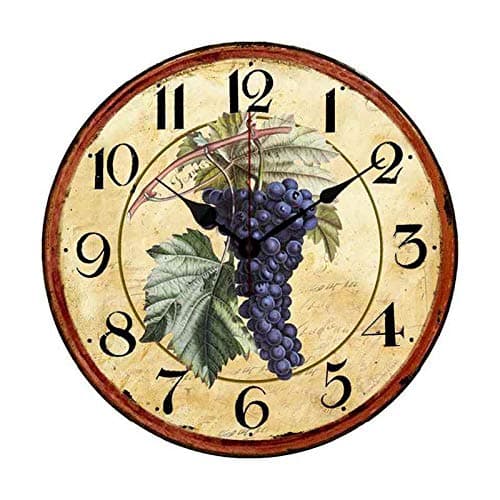 Moonluna Old Fashioned Purple Grape Wall Clocks Large Decorative for Living Room Kitchen Bedroom Home Office