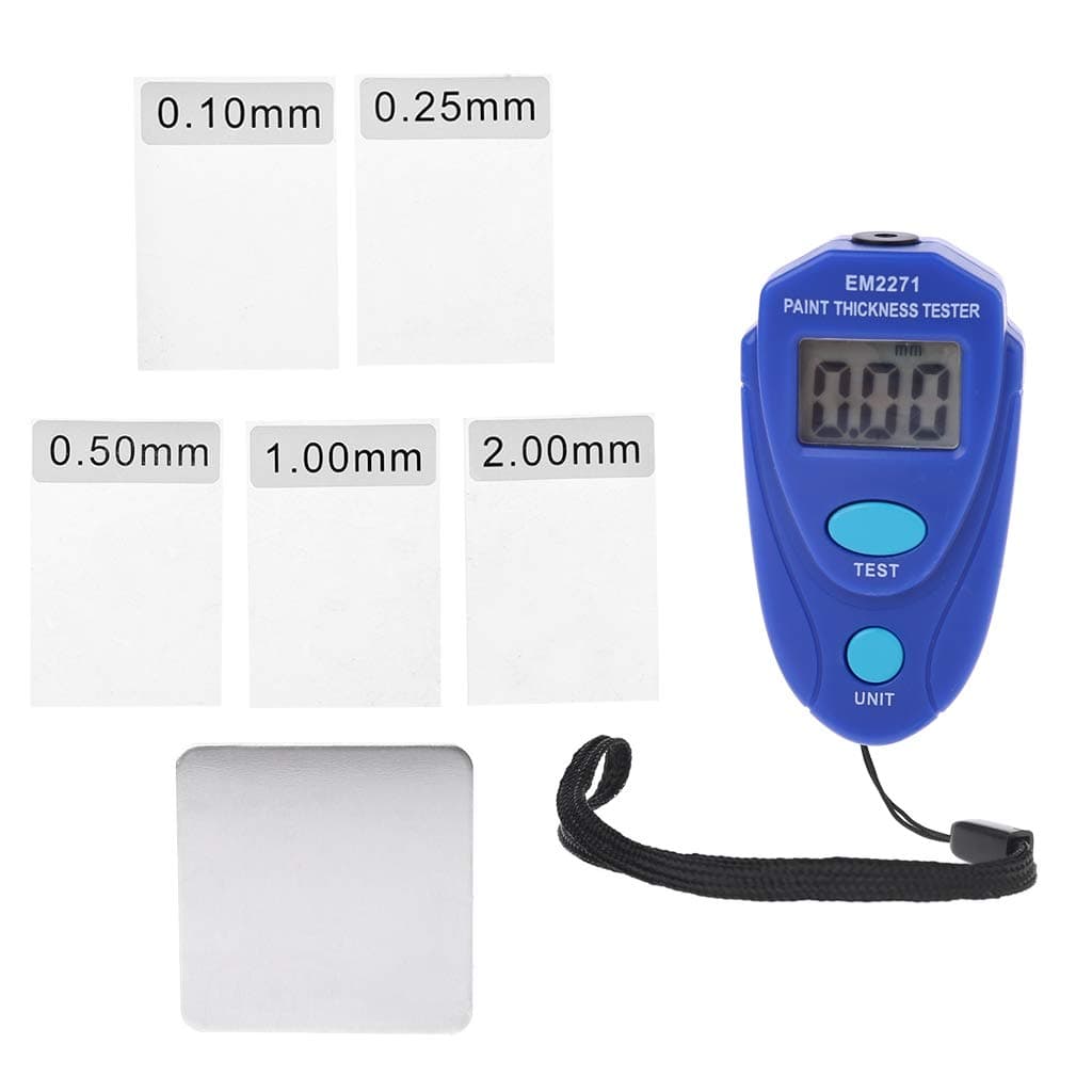Hukai EM2271A Mini LCD Digital Automobile Thickness Gauge Car Paint Tester Display Thickness Coating Meter Testing Instrument Fe/NFe 0.00-2.20mm (Blue)