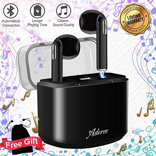 Wireless Earbuds, Bluetooth Earbuds Wireless Stereo Earphones with Mic True Mini in-Ear Earburds Antisweat Sports Earpiece with Portable Charging Case for Android Phones Black【Upgrade Version】