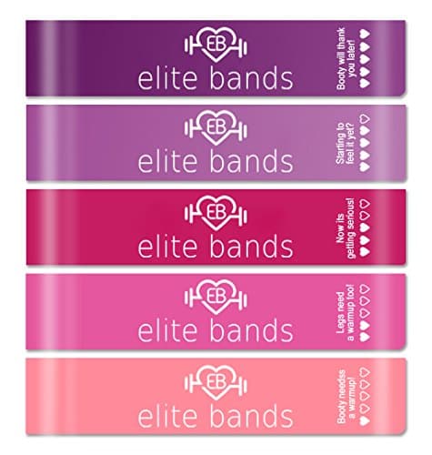 Resistance Loop Bands Set - 5 LEVELS - PINK ELITE BANDS For Exercise, Fitness &amp; Workout, Exceptional 5 BAND LOOP SET. Stretch Bands For Legs, Yoga, Pilates, Strength Training, Physical Therapy