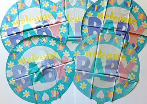 Multi-pack of 5 "Welcome Baby" Mylar Balloons