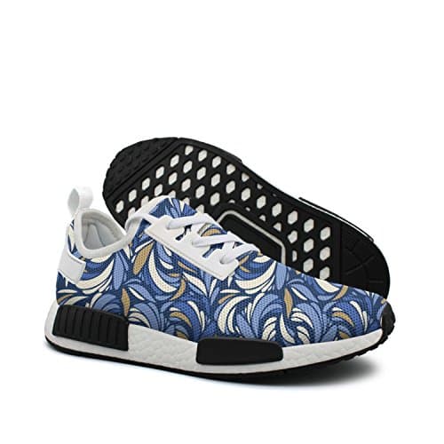 ktyyuwwww Man Colorful Cool Blue Texture With Feathers Hunting Design Running Shoes