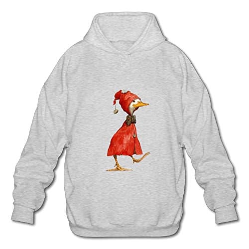 Cool Duck In Red Trench CoatMen's Long Sleeve Cotton Pullover Hoodie Sweatshirts