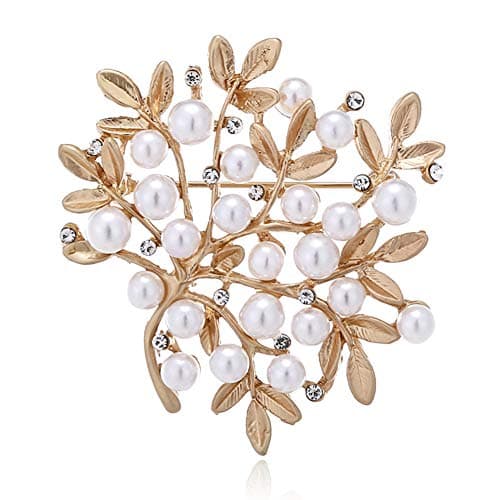 Xinmeitezhubao Branch Pearl Alloy Brooch High-Grade Brooch Silk Scarf Buckle Brooch Female Jewelry