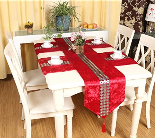 SAEKLL-Flags of European luxury velvet stickers large drilling table runner bed 32200cm,Red