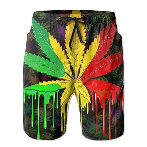 Comfortable Men Sand Beach Pants Summer Surfer Water Dry Family Swimming Drawstring Burning Maple Leaf Board Shorts Pockets Jams
