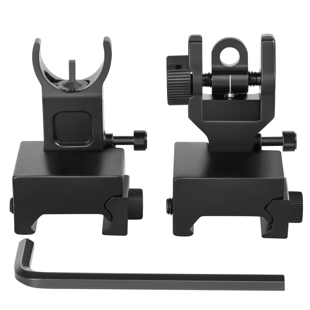 Gogoku Flip Up Iron Sight Front Rear Sight Compatible for Picatinny Rail and Weaver Rail Foldable Sights