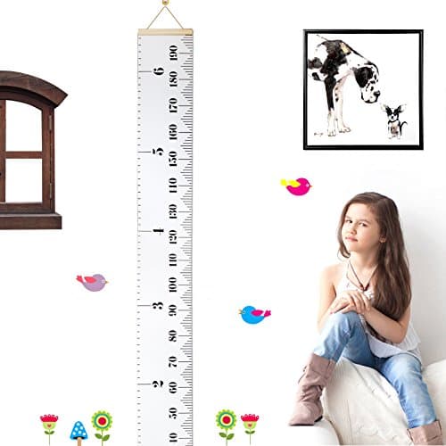 Phetron Baby Height Growth Chart, Hanging Height Measurement Ruler, Room Wood Frame Canvas Decoration, 7.8" X 78.7" Height Chart for Kids