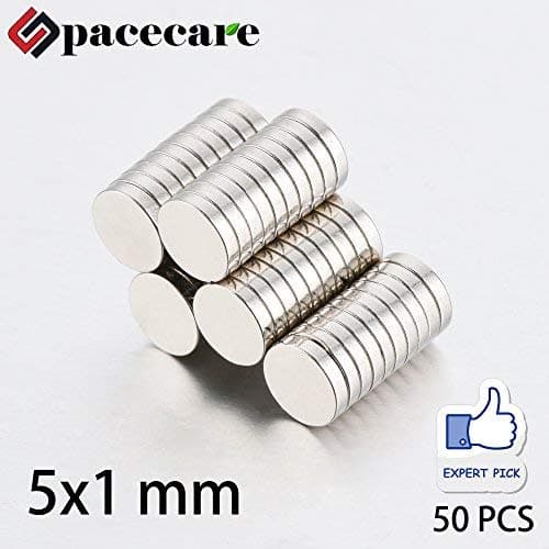 SPACECARE Refrigerator Magnets, 50PCS Premium Silver Scratch Safe Fridge Round Magnets, Office Magnets, Dry Erase Board Magnets - 5 X 1 mm