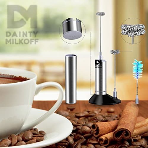 Dainty Milkoff Electric Milk Frother for Coffee Handheld Foam Maker for Lattes, Cappuccino and Flat White Easy to Use and Safe Milk Frother Electric Mixer for Drinks Stand Included