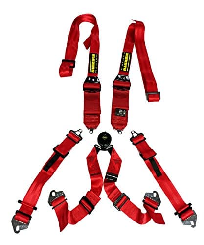 Schroth Racing 6 Point Camlock Racing Harness - Profi 2 for HANS Devices - Snap-In Flexi Lap Harness - Red