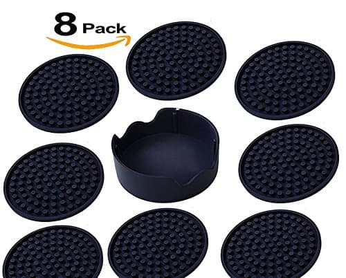 Drink Coasters (Set of 8 Silicone Coasters) Quality Table Coasters With Holder Value Pack | Leak-Proof Protection For All Table Types | Perfect Coffee Coasters For Your Home Decor