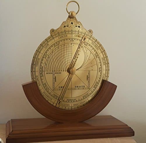 VERY LARGE SIZE ANTIQUATED BRASS FRENCH ASTRONOMICAL ARMILLARY - EUROPEAN LATITUDES, MASSIVE DESKTOP DISPLAY SIZE; WITH TEAKWOOD STAND