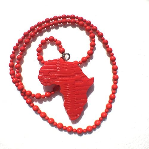 Africa PRIDE Hand made resin Red African Map style Pendant BEAD NECKLACE CHAIN