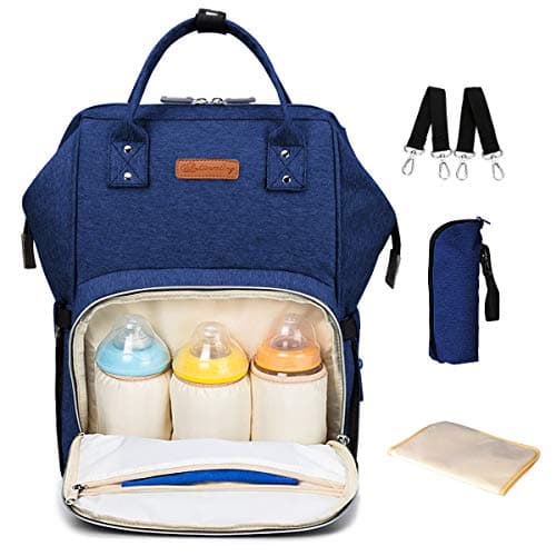 Baby Changing Bag Multi-Function Waterproof Travel Diaper Tote Bags for Mom with Changing Mat for Baby Care,Large Capacity (Blue)