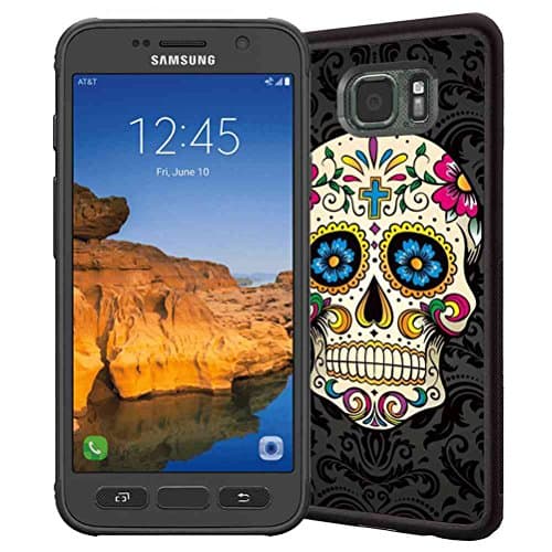 Galaxy S7 Active Case, ABLOOMBOX Vector Sugar Skull Pattern Shock Absorption Soft Bumper Slim Rubber Protective Case Cover for Samsung Galaxy S7 Active (Not Fit Galaxy S7/S7 Edge)