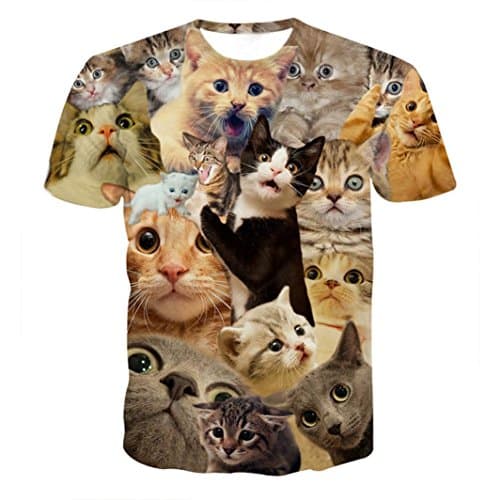 Clearance! Kstare Men's 3D Print Kitty Cat Slim Short-Sleeved Tops Blouse Casual T Shirt Tee (L)