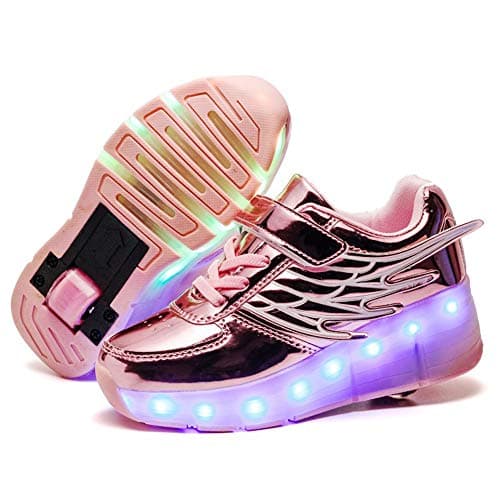 Unisex Led Flashing Roller Skates Shoes Wheel Retractable Technical Skateboarding Sport Gymnastics Sneakers Outdoor Adjustable Sports Trainers Wing