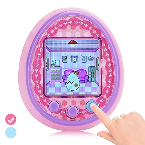DUIWOIM Virtual Pet Electronic Handheld Pet Game Machine Kids Educational Toy HD Color Screen New Version 8 Characters Birthaday Gift for Girls Best Partner for Kids Age Over 6 Years（Pink）