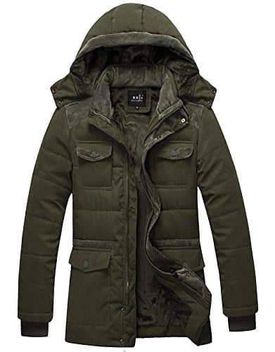 Eleganveo Men's British Style Stand Collar Long Thickened Windbreak Army green