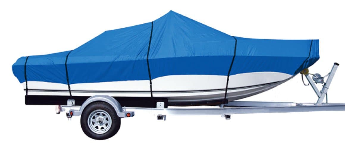 iCOVER Trailerable Boat Cover- Water Proof Heavy Duty,Fits V-Hull,Fish&Ski,Pro-Style,Fishing Boat,Runabout,Bass Boat,up to 20ft-23ft Long and 100”Wide,Blue Color,B6201E