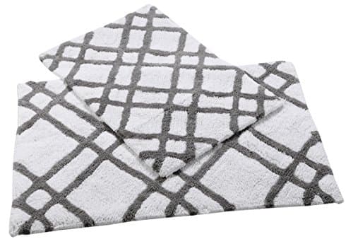 2100 GSM 100% Cotton Bath Mats 2 Piece Set - Soft, Absorbent Non-Skid and Machine Washable Cotton Bath Rugs - ( 2 piece bathroom rugs set ) Grey Bath mat Size 17 x 24 / 21 x 34 Inch by Homefair Linens