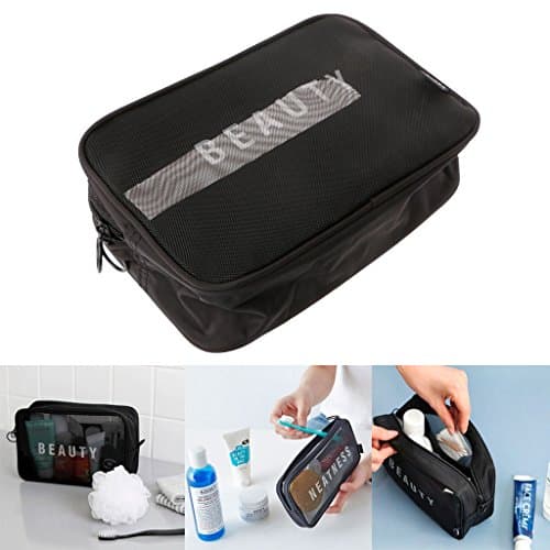 Timberlark Mesh Breathable Travel Bag,Portable Cosmetic Organizer Bag Storage Makeup Pouch,Black (M)