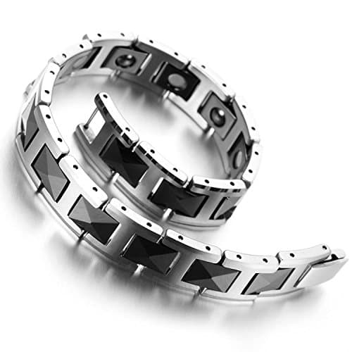 Kstyle Jewelry Tungsten Mens Ladies Bracelet, Bangle, Black and Silver Colour, 7.9" KB900, With Gift Bag