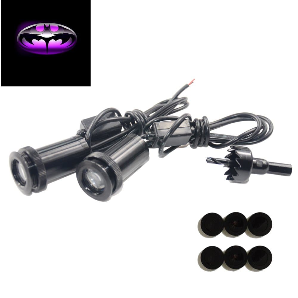 2x Cool purple Batman Bat Car Door LED projection courtesy Welcome logo shadow ghost light laser projector light