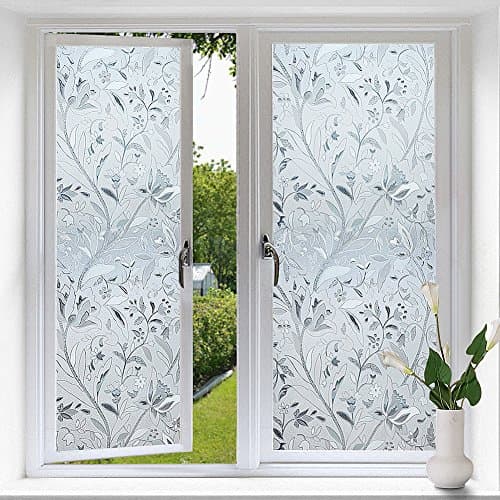 Privacy Window Film By LYlife,Non-Adhesive Static Decorative Film Anti-UV Frosted Window Sticker For Glass Window,Meeting Room,Bathroom,Bedroom,Living Room,Balcony (23.678.7 inches, Flower)