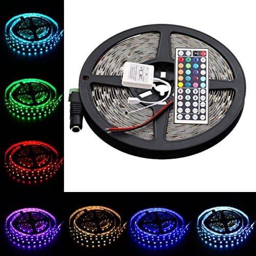 elcPark 5M 16.4FT RGB Changing Color LED Light Strip Light kit+ 44keys IR Remote SMD 5050 300LED Non-Waterproof IP20