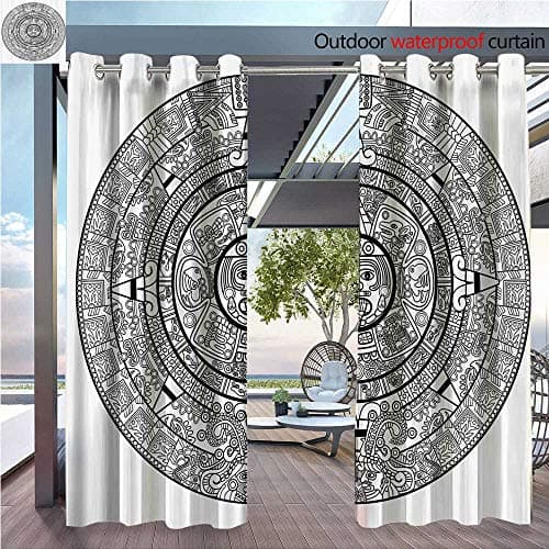 DESPKON Facial Blend Fabric high Density Maya Calendar Indigenous Antiquities Astrological Shading for Outdoor W108 x L96 INCH